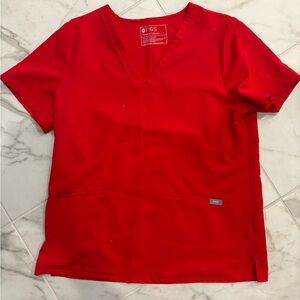 Figs Pop Red Medical Scrub Top